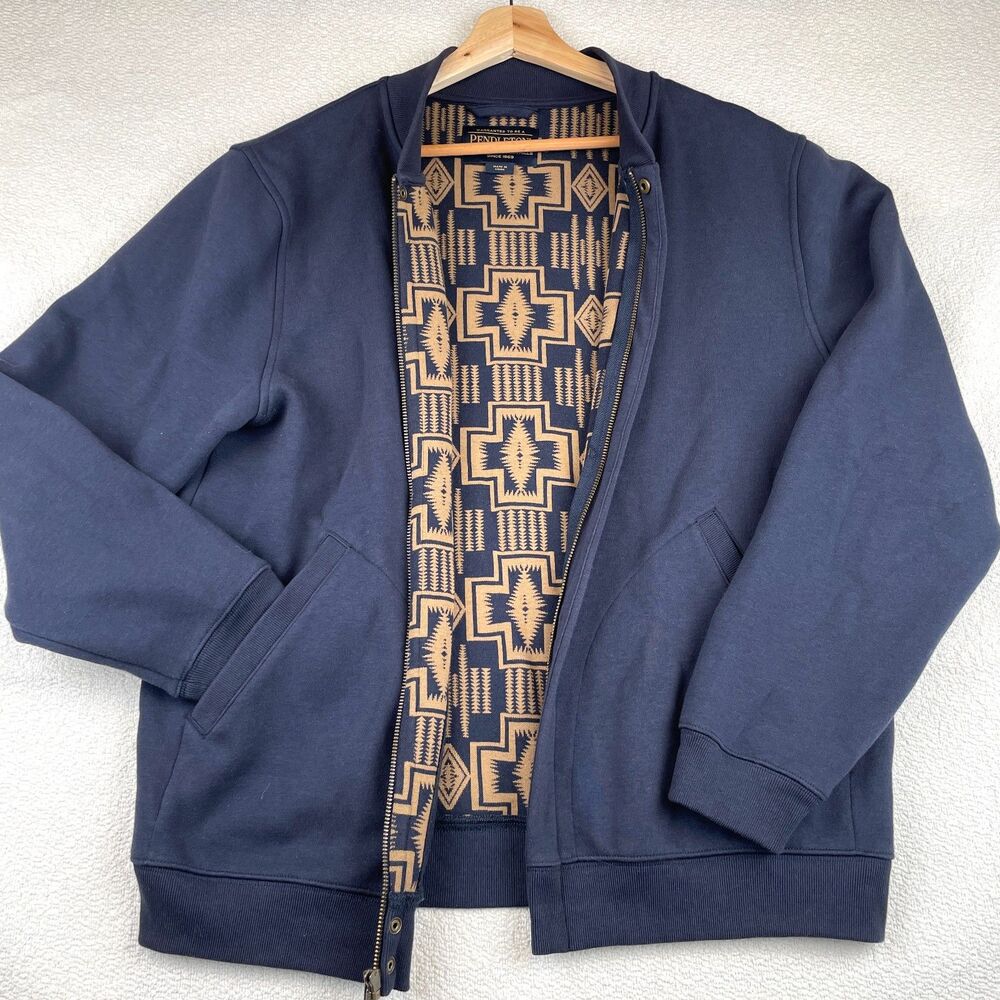 Pendleton Navy Blue Lightweight Jacket With Tan P… - image 1